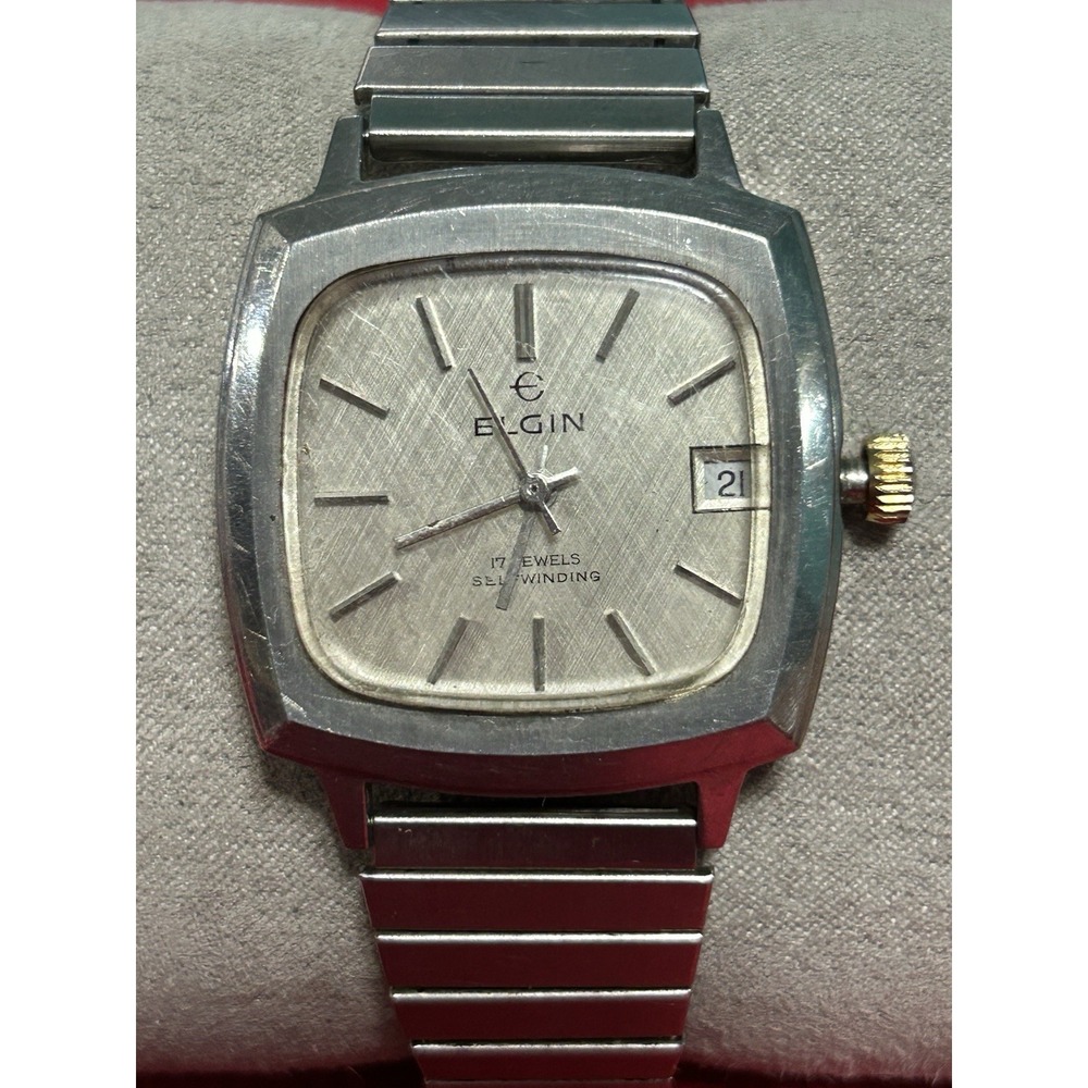 Vintage Elgin 17-Jewel Self-Winding (Automatic) Men's Wristwatch Silver READ